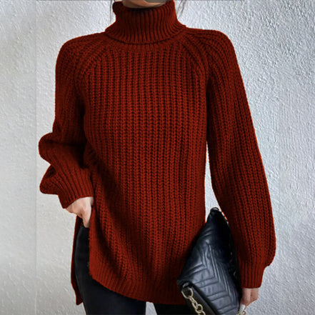 Women's Solid Knit Turtleneck Jumper