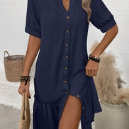 Women's Solid Cotton Midi Dress