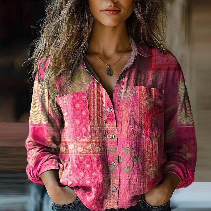 Women's Solid Cotton Button-Down Shirt