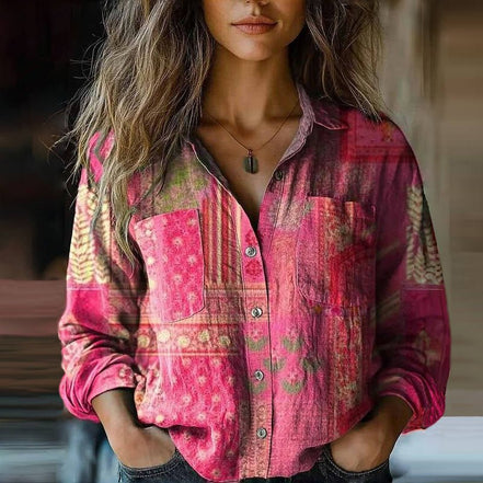 Women's Solid Cotton Button-Down Shirt