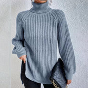 Women's Solid Knit Turtleneck Jumper