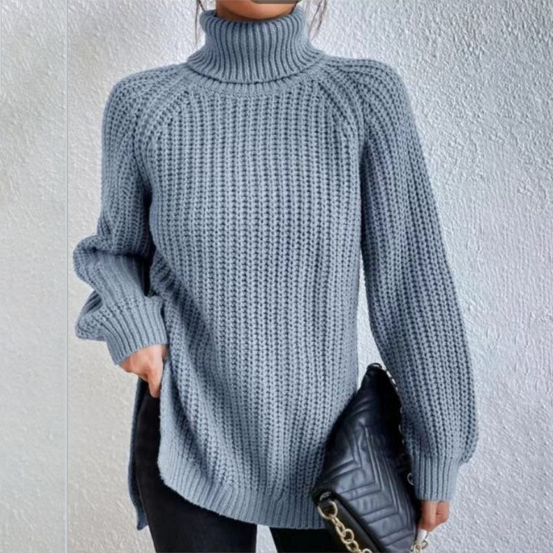 Women's Solid Knit Turtleneck Jumper