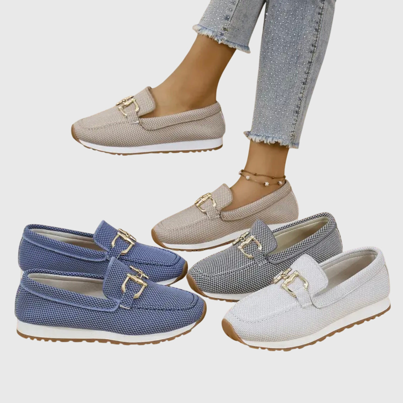 Women's Black Leather Loafer Sneakers