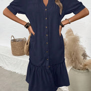 Women's Solid Cotton Midi Dress