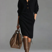 Women's Solid Knit Sweater Dress