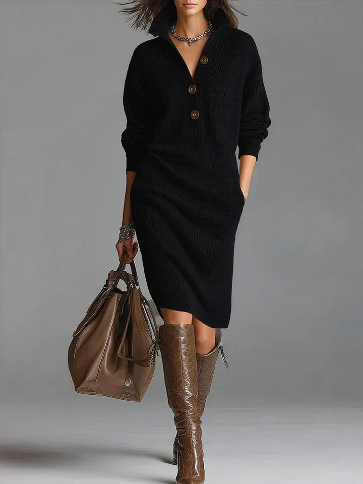 Women's Solid Knit Sweater Dress