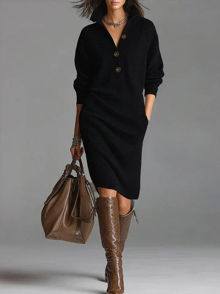Women's Solid Knit Sweater Dress