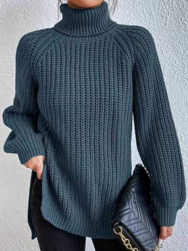 Women's Solid Knit Turtleneck Jumper