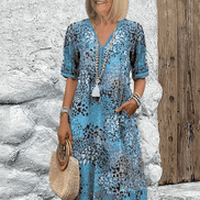 Women's Blue Cotton Summer Dress