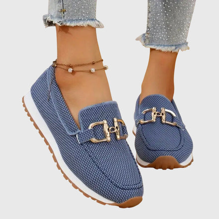Women's Black Leather Loafer Sneakers