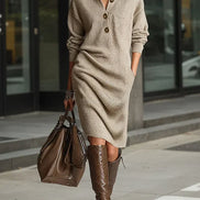 Women's Solid Knit Sweater Dress