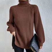 Women's Solid Knit Turtleneck Jumper