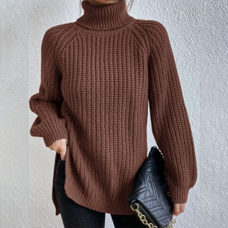 Women's Solid Knit Turtleneck Jumper