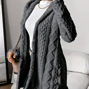 Women's Solid Plush Hooded Cardigan