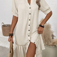 Women's Solid Cotton Midi Dress