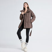 Women's Solid Quilted Wool Coat