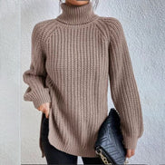 Women's Solid Knit Turtleneck Jumper