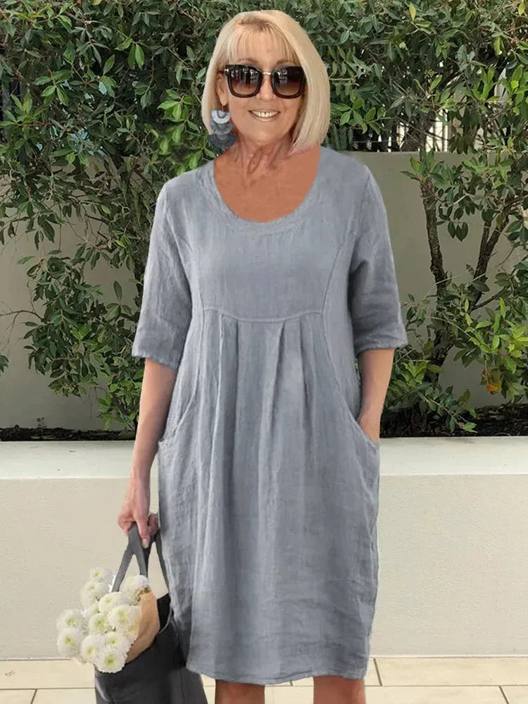 Women's Solid Cotton Summer Dress