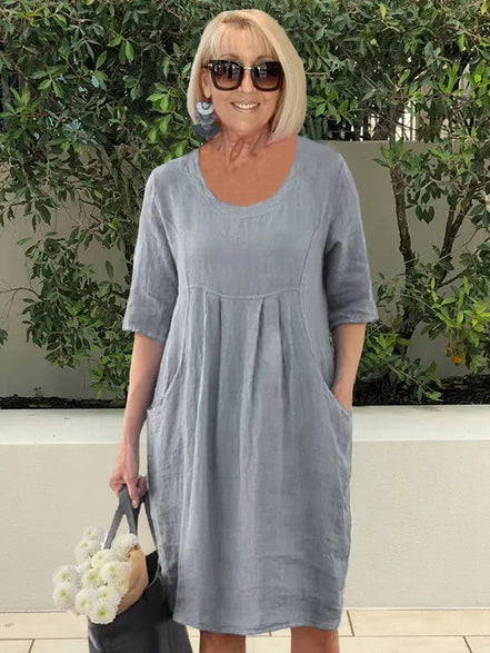 Women's Solid Cotton Summer Dress