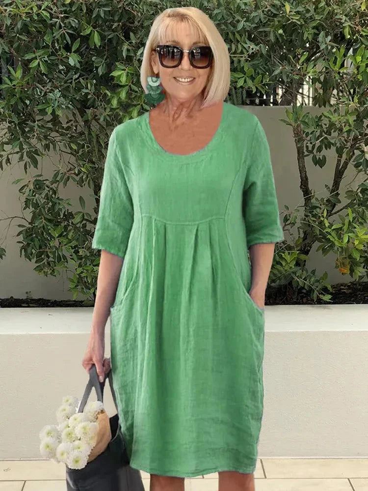 Women's Solid Cotton Summer Dress