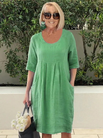 Women's Solid Cotton Summer Dress