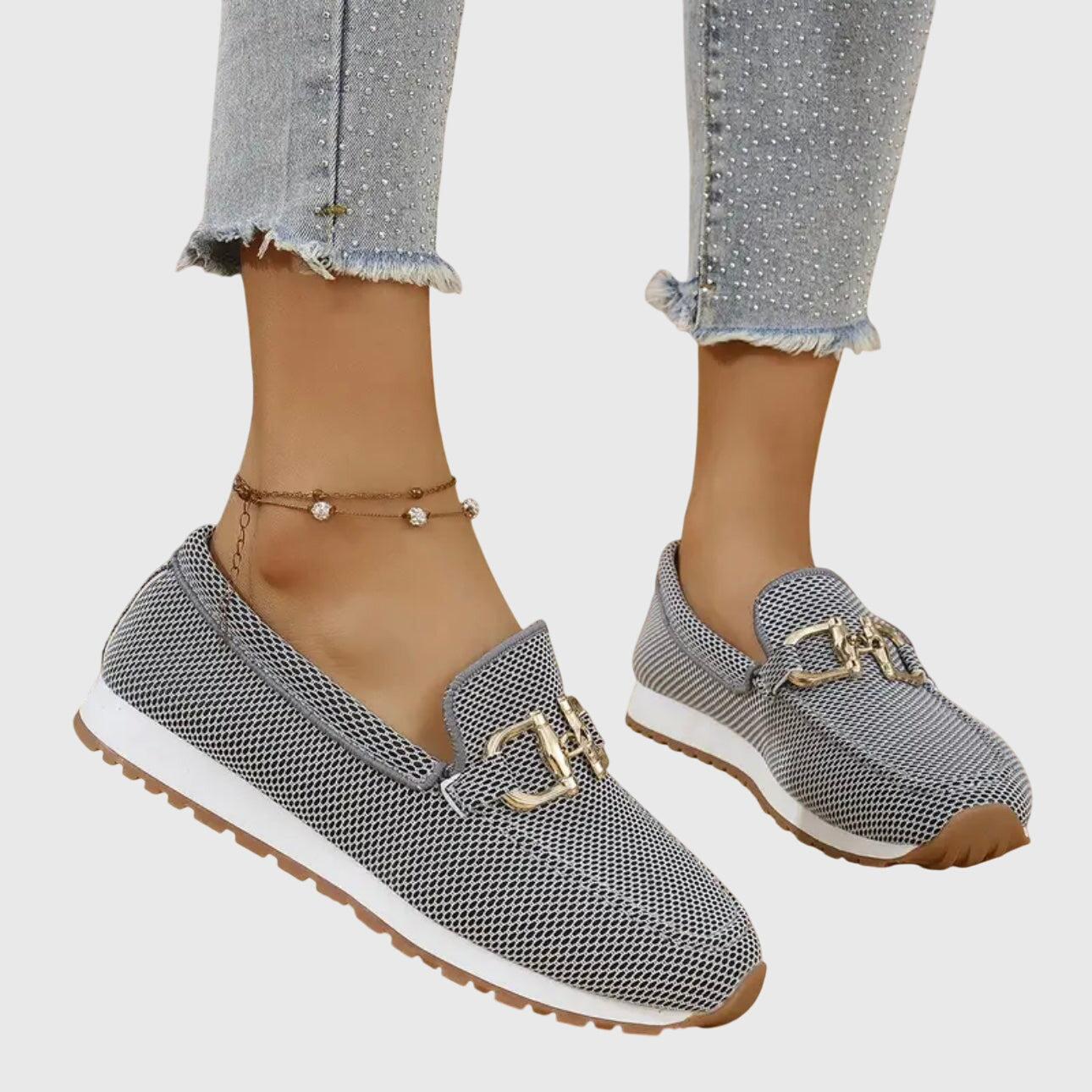 Women's Black Leather Loafer Sneakers