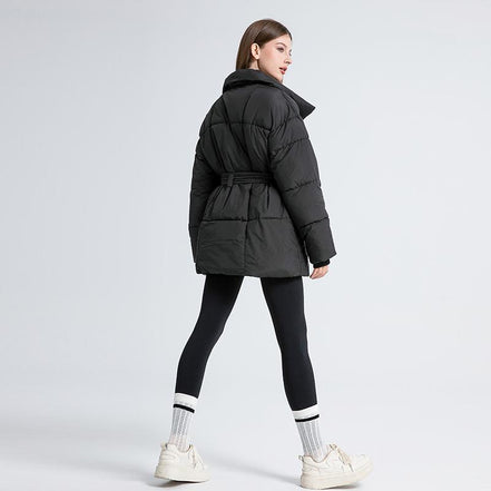 Women's Solid Quilted Wool Coat