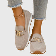Women's Black Leather Loafer Sneakers