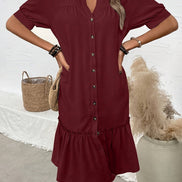 Women's Solid Cotton Midi Dress