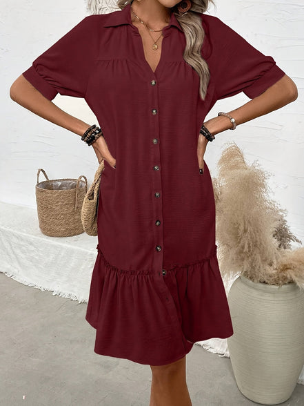 Women's Solid Cotton Midi Dress