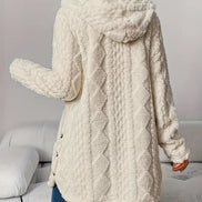 Women's Solid Plush Hooded Cardigan