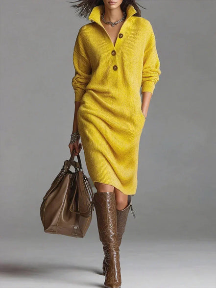 Women's Solid Knit Sweater Dress