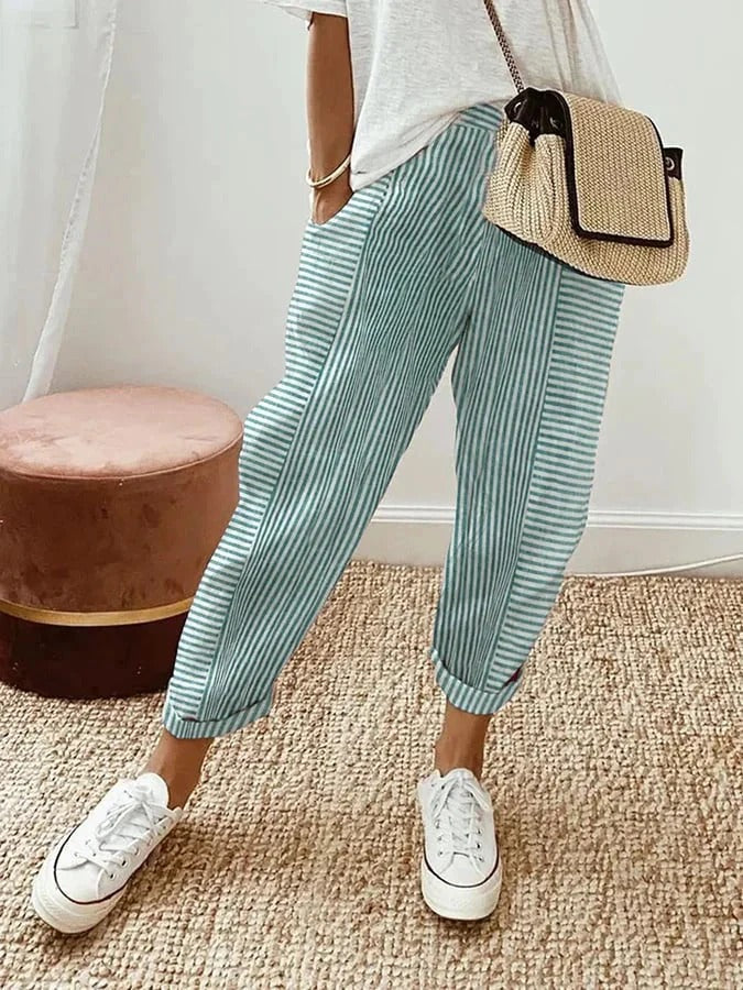 Women's Striped Cotton Trousers