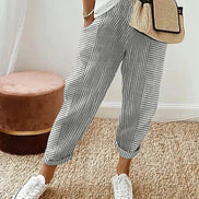 Women's Striped Cotton Trousers