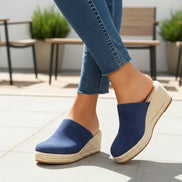 Women's Neutral Leather Wedge Sandals