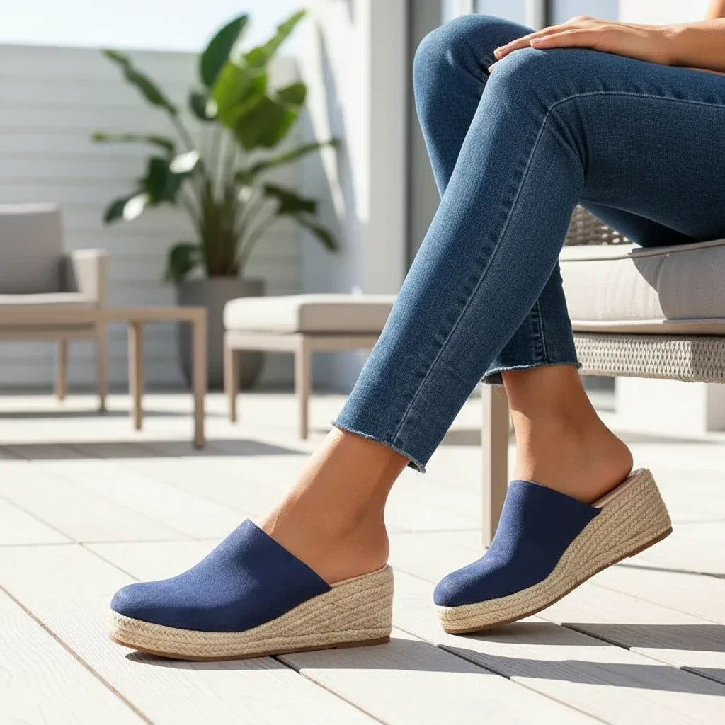 Women's Neutral Leather Wedge Sandals