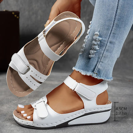 Women's Black Leather Strap Sandals