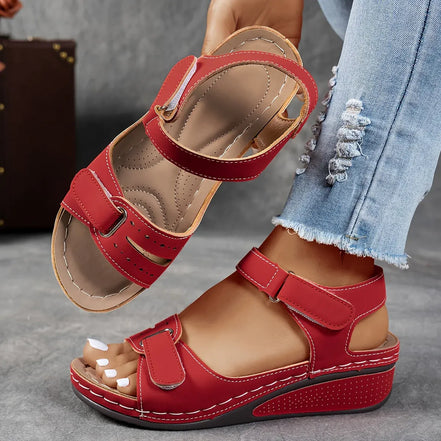 Women's Black Leather Strap Sandals