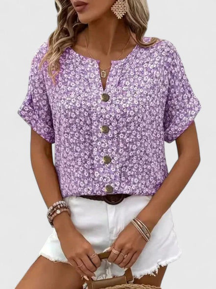 Women's Floral Button-Front Top