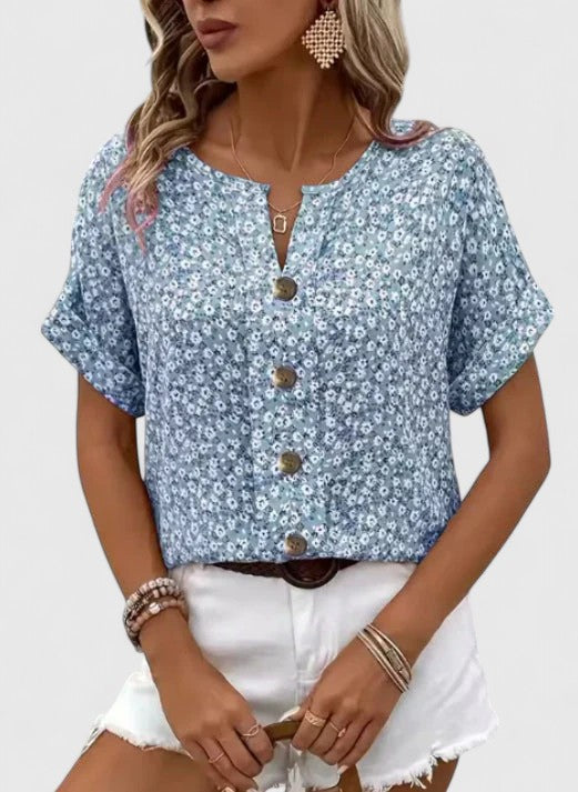 Women's Floral Button-Front Top
