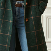 Women's Checked Wool Long Coat