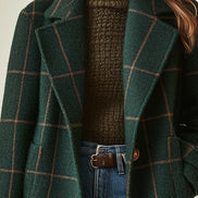 Women's Checked Wool Long Coat