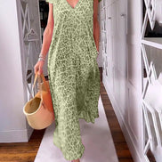 Women's Solid V-Neck Maxi Dress