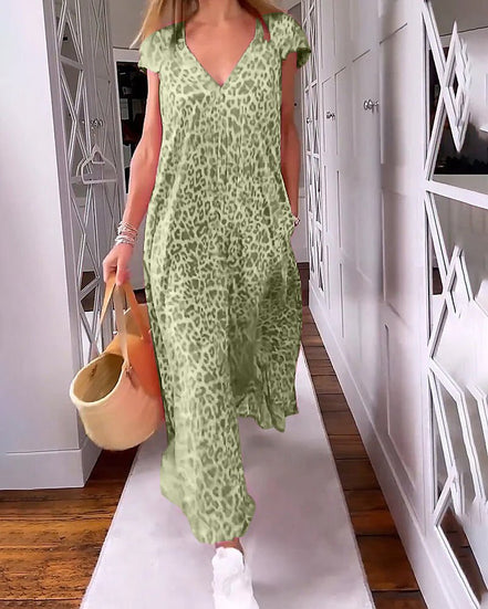 Women's Solid V-Neck Maxi Dress