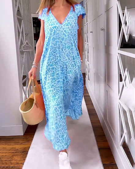 Women's Solid V-Neck Maxi Dress