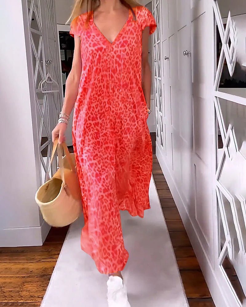 Women's Solid V-Neck Maxi Dress