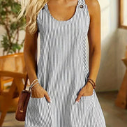 Women's Striped Cotton Mini Dress