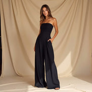 Women's Solid Crepe Sleeveless Jumpsuit