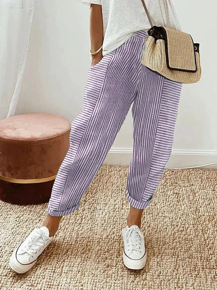 Women's Striped Cotton Trousers