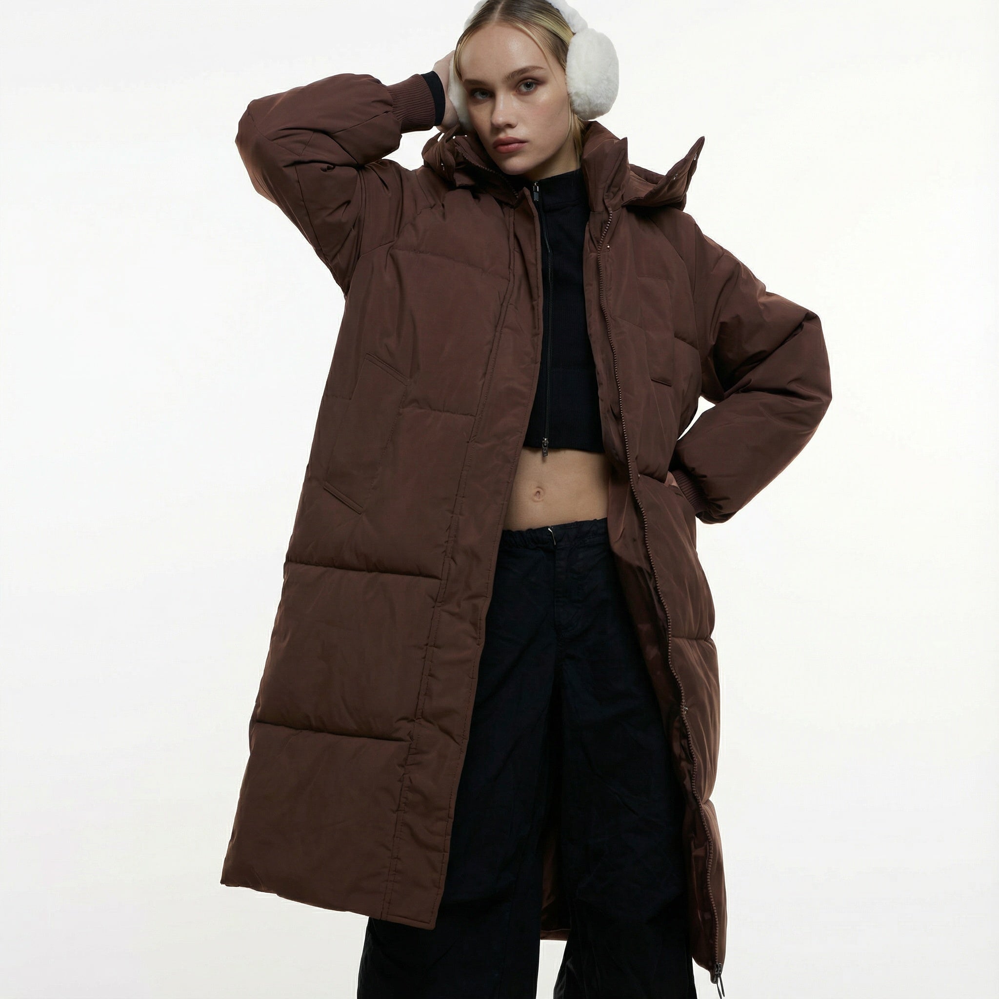 Women's Black Hooded Puffer Coat